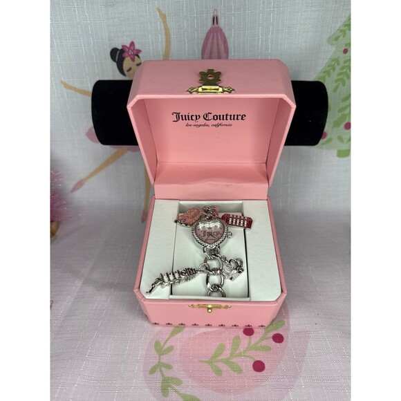 SILVER JUICY COUTURE HEART-SHAPED LONDON THEMED WATCH - Picture 4 of 4